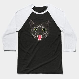 Black Cat Hiss Baseball T-Shirt